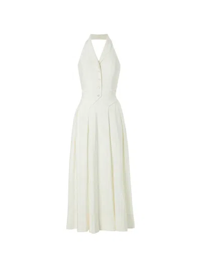 Temperley London Elodie Halter Button Dress In Neutral