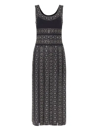 Temperley London Embellished Pleated Midi Dress In Black