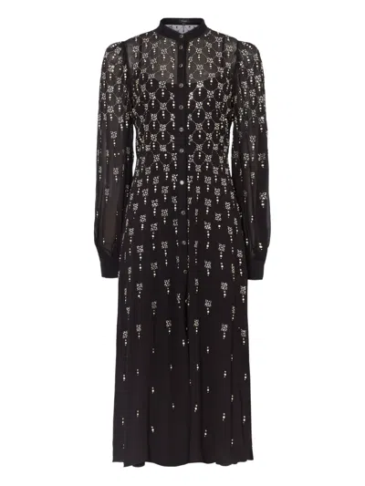 Temperley London Embellished Puff-sleeve Shirt Dress In Black