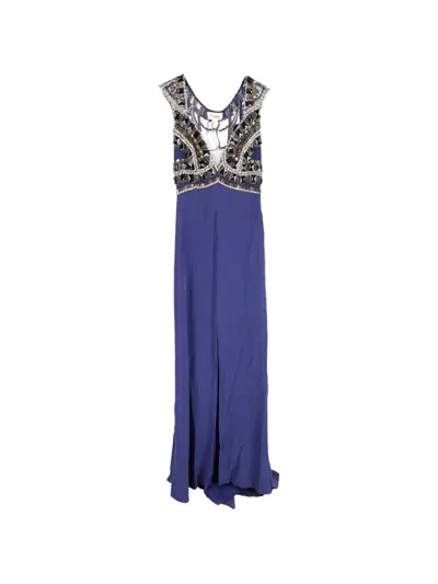 Pre-owned Temperley London Embellished V-neck Gown In Blue