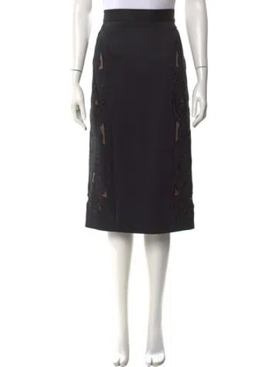 Pre-owned Temperley London Embroidered Accent Midi Length Skirt W/ Tags In Black