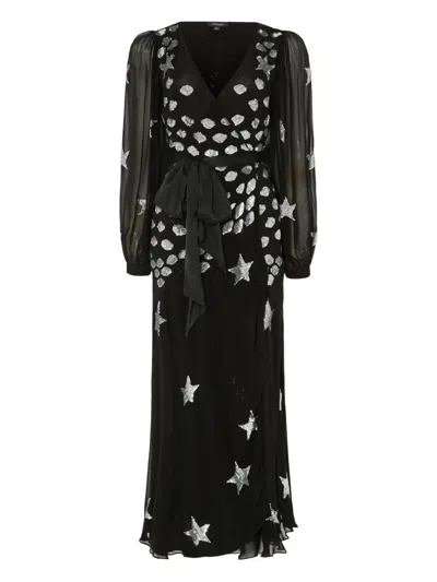Temperley London Etoile Sequin-star Wrap Dress In Black