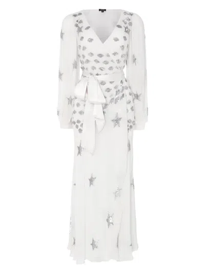 Temperley London Etoile Sequin-star Wrap Dress In White