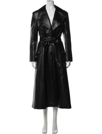 Pre-owned Temperley London Faux Leather Trench Coat In Black