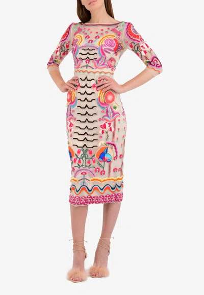 Temperley London Fitted Chimera Dress In Multicolor