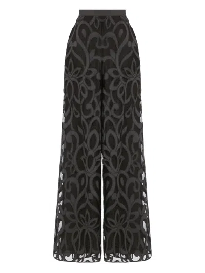 Temperley London Floral-lace Trousers In Black