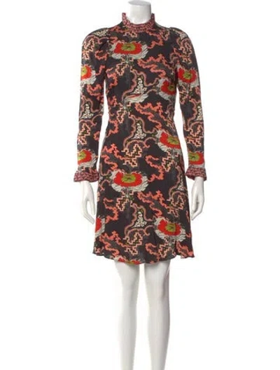 Pre-owned Temperley London Floral Print Knee-length Dress In Black