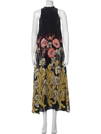 Pre-owned Temperley London Floral Print Long Dress In Blue