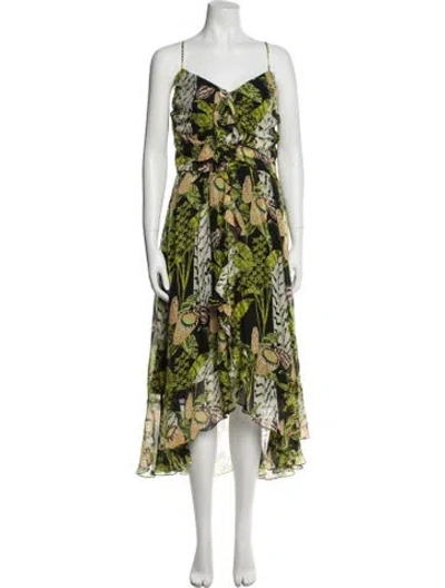 Pre-owned Temperley London Floral Print Long Dress In Green