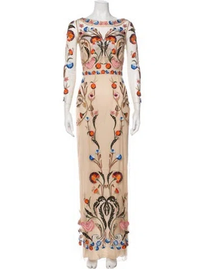 Pre-owned Temperley London Floral Print Long Dress In Neutral