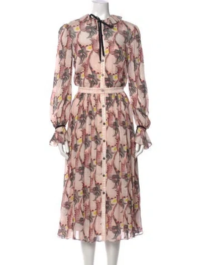 Pre-owned Temperley London Floral Print Long Dress In Pink
