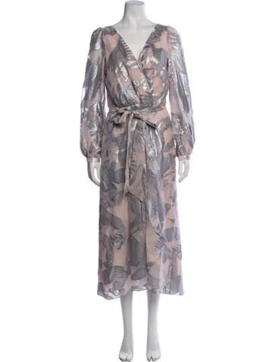 Pre-owned Temperley London Floral Print Midi Length Dress In Metallic/pink