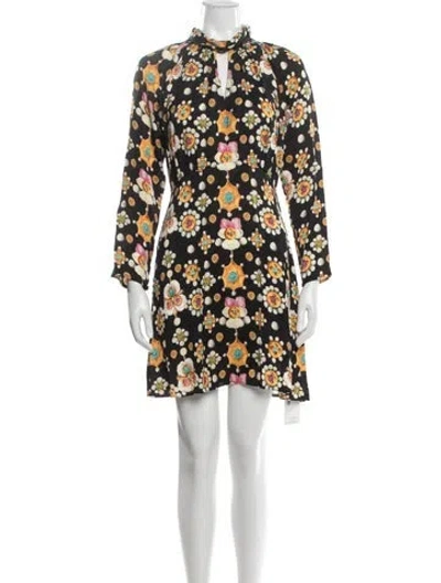 Pre-owned Temperley London Floral Print Mini Dress In Black