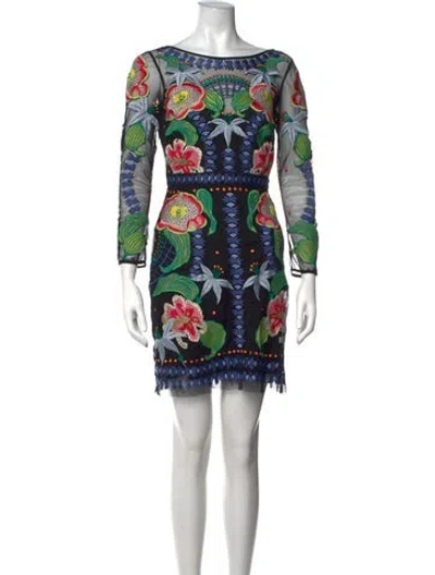 Pre-owned Temperley London Floral Print Mini Dress In Black/blue/green