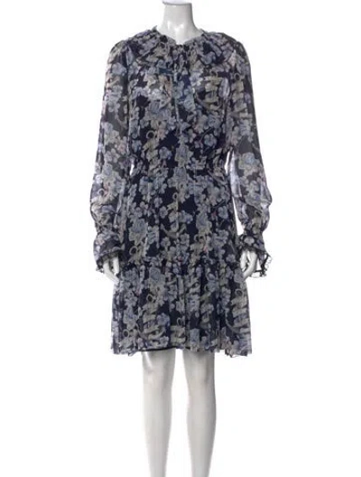 Pre-owned Temperley London Floral Print Mini Dress In Blue
