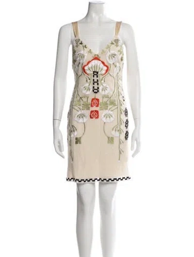 Pre-owned Temperley London Floral Print Mini Dress W/ Tags In Neutrals