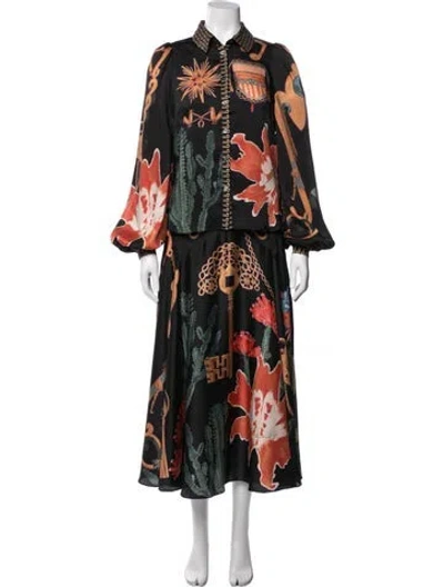 Pre-owned Temperley London Floral Print Set In Black