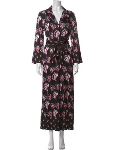 Pre-owned Temperley London Floral Print V-neck Jumpsuit In Black/pink