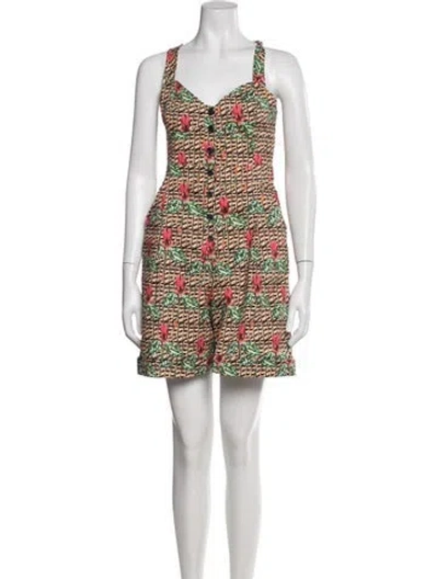 Pre-owned Temperley London Floral Print V-neck Romper In Multi