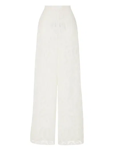 Temperley London Floral Trousers In White