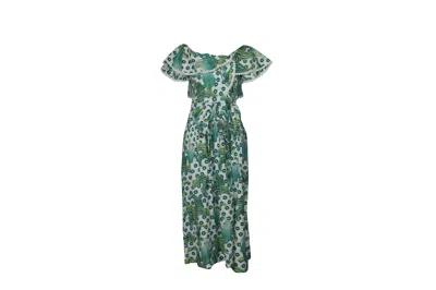 Temperley London Florrie Wrap Dress In Green Print Cotton