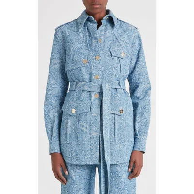 Temperley London Francis Denim Shirt Jacket In Brown