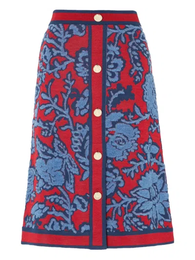 Temperley London Geknöpfter Francis Midirock Mit Blumenmuster In Blue