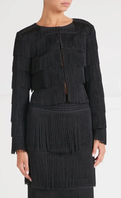 Temperley London Fringe Cropped Jacket In Black