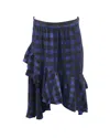 Temperley London Gathered Checked Skirt In Blue Acetate In Blue