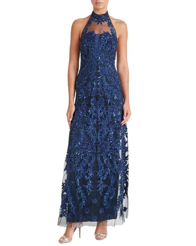 Temperley London Genevieve Halter Gown In Blue