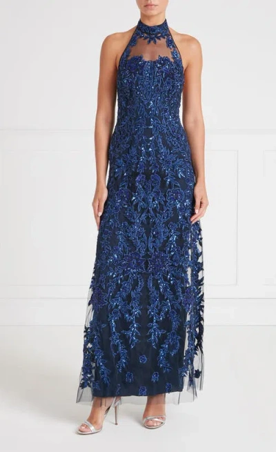 Temperley London Genevieve Halter Gown In Blue