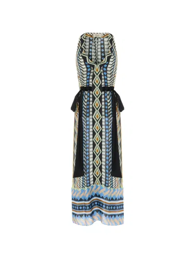 Temperley London Geometric Print V-neck Dress In Black