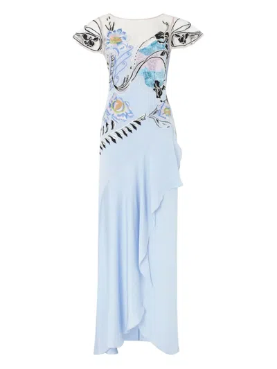 Temperley London Gracia Ruffle Sequin-embellished Dress In Blue