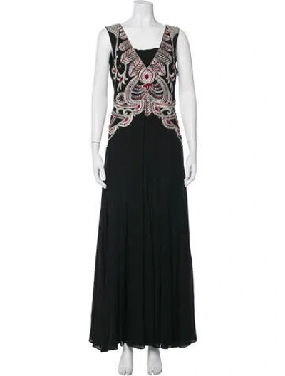 Pre-owned Temperley London Graphic Print Long Dress In Black