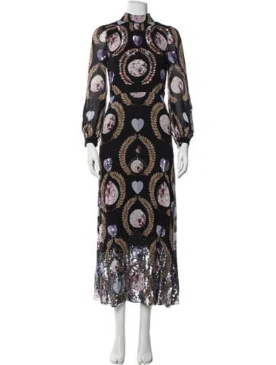 Pre-owned Temperley London Graphic Print Long Dress In Multicolor