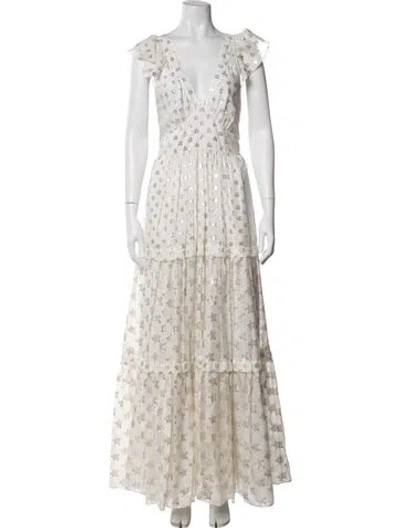 Pre-owned Temperley London Graphic Print Long Dress In Neutrals