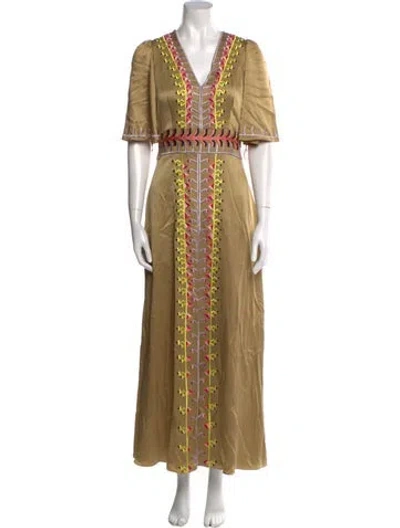 Pre-owned Temperley London Graphic Print Long Dress W/ Tags In Neutral