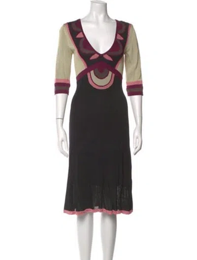 Pre-owned Temperley London Graphic Print Midi Length Dress In Black