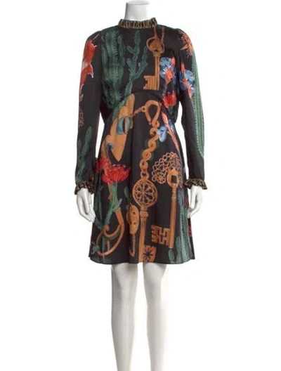 Pre-owned Temperley London Graphic Print Mini Dress In Black