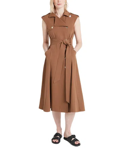 Temperley London Javier Wool-blend Sleeveless Trench Coat In Brown