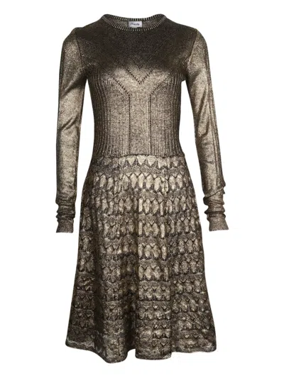 Pre-owned Temperley London Knit Patterned Mini Dress In Gold