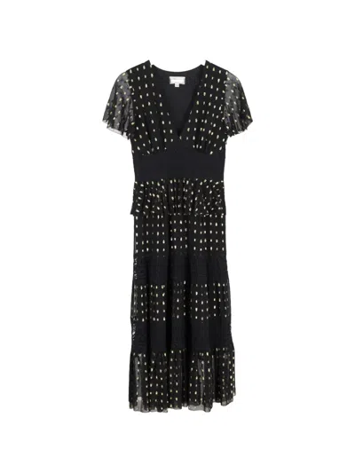 Pre-owned Temperley London Lace-detail Midi Dress In Black