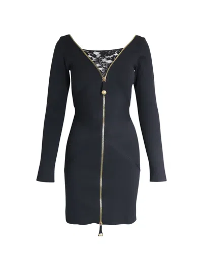 Pre-owned Temperley London Lace-detail Zip-fastening Mini Dress In Black