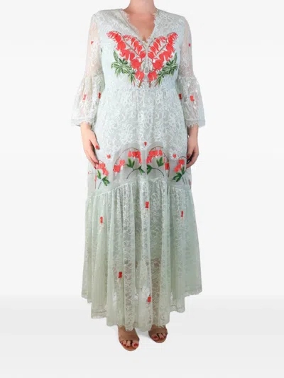 Pre-owned Temperley London Lace Embroidered Maxi Dress In Green
