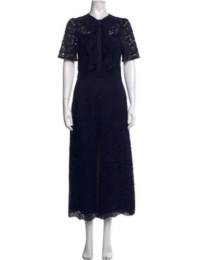Pre-owned Temperley London Lace Pattern Jumpsuit In Blue