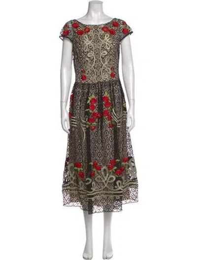 Pre-owned Temperley London Lace Pattern Long Dress In Black