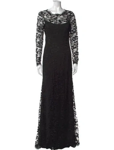 Pre-owned Temperley London Lace Pattern Long Dress In Black