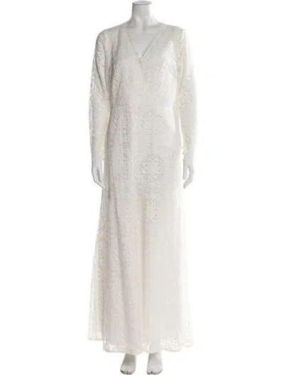 Pre-owned Temperley London Lace Pattern Long Dress In Neutral