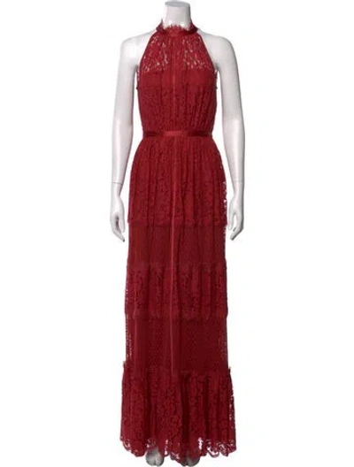 Pre-owned Temperley London Lace Pattern Long Dress In Red