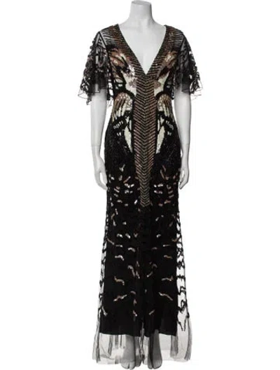 Pre-owned Temperley London Lace Pattern Long Dress W/ Tags In Black